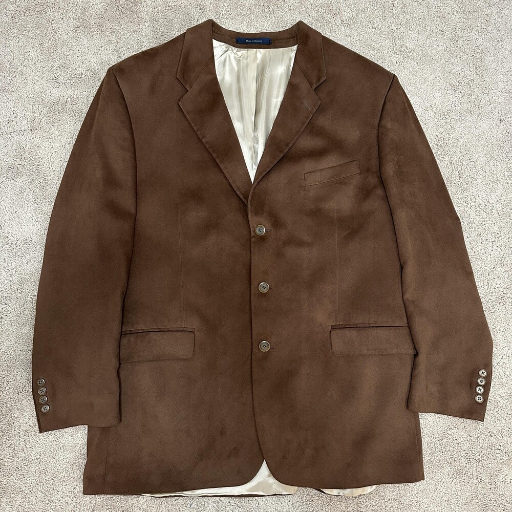 Joseph & Feiss Blazer Mens 48 Tall Brown 3 Button Sport Coat Jacket Microsuede